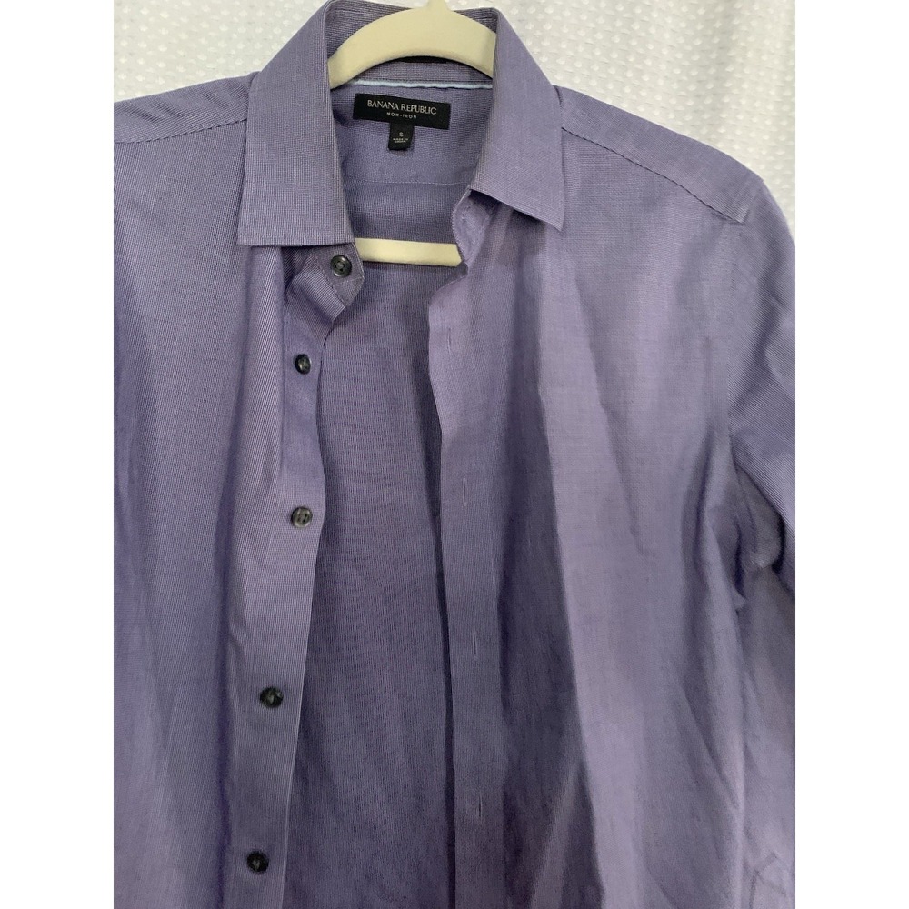 Banana Republic Grant Fit Button Up Wash‎ Shirt Mens Small Purple Long Sleeve - Picture 2 of 10